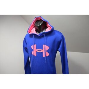 Under Armour Hoodie Women Small Blue Pink Storm Pullover Logo Sweatshirt